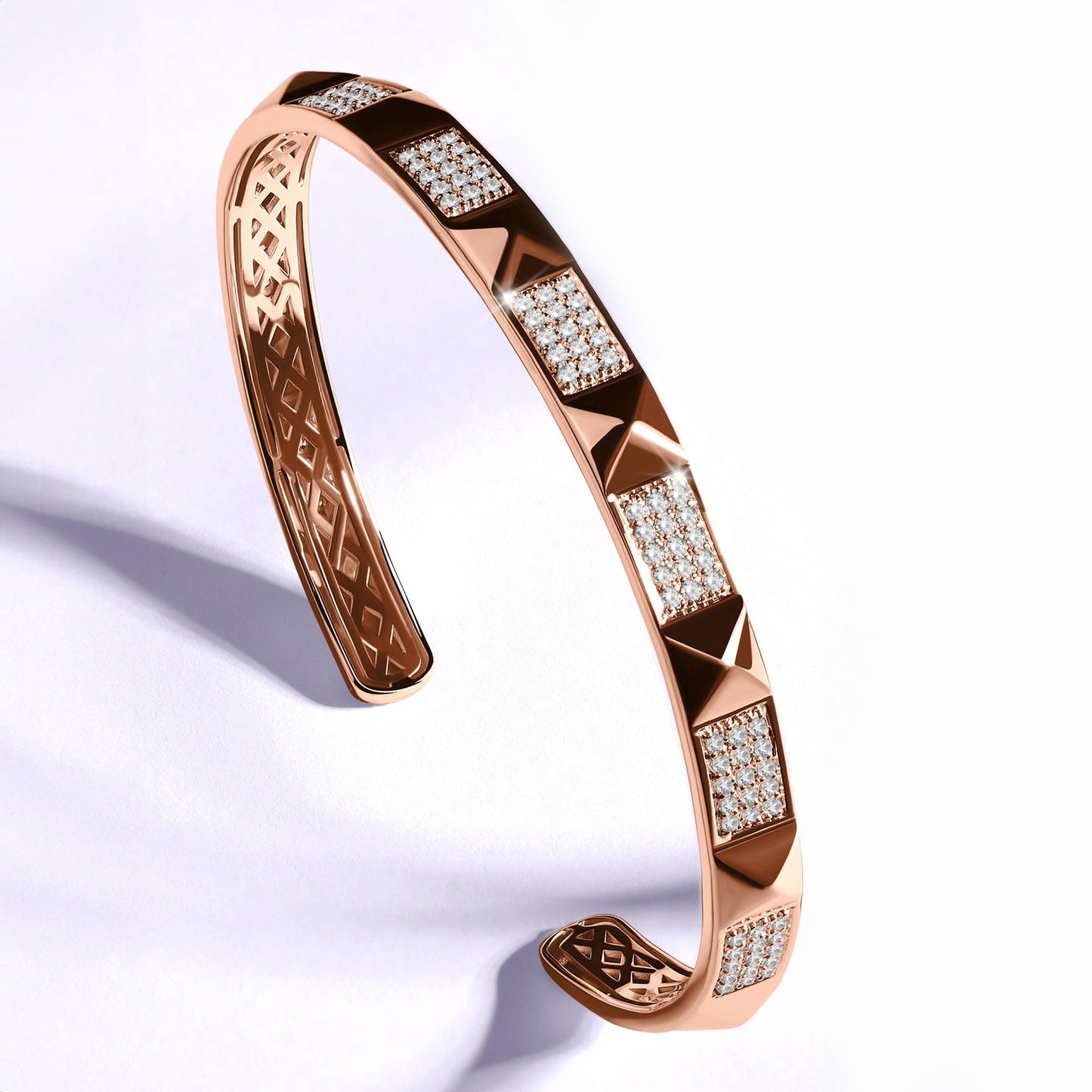 Zenyth Pyramid 3-Rows Cuff Bracelet