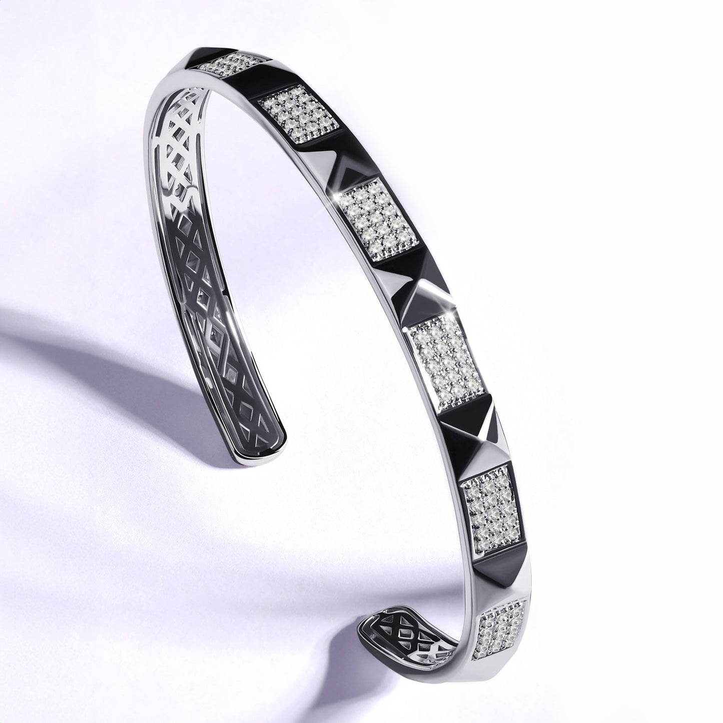 Zenyth Pyramid 3-Rows Cuff Bracelet