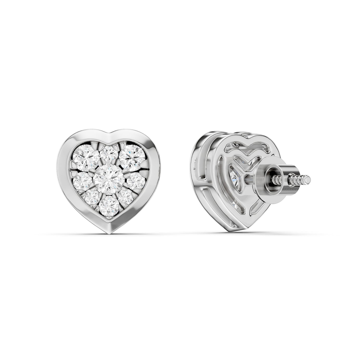 Bezel-Set Heart Cluster Studs