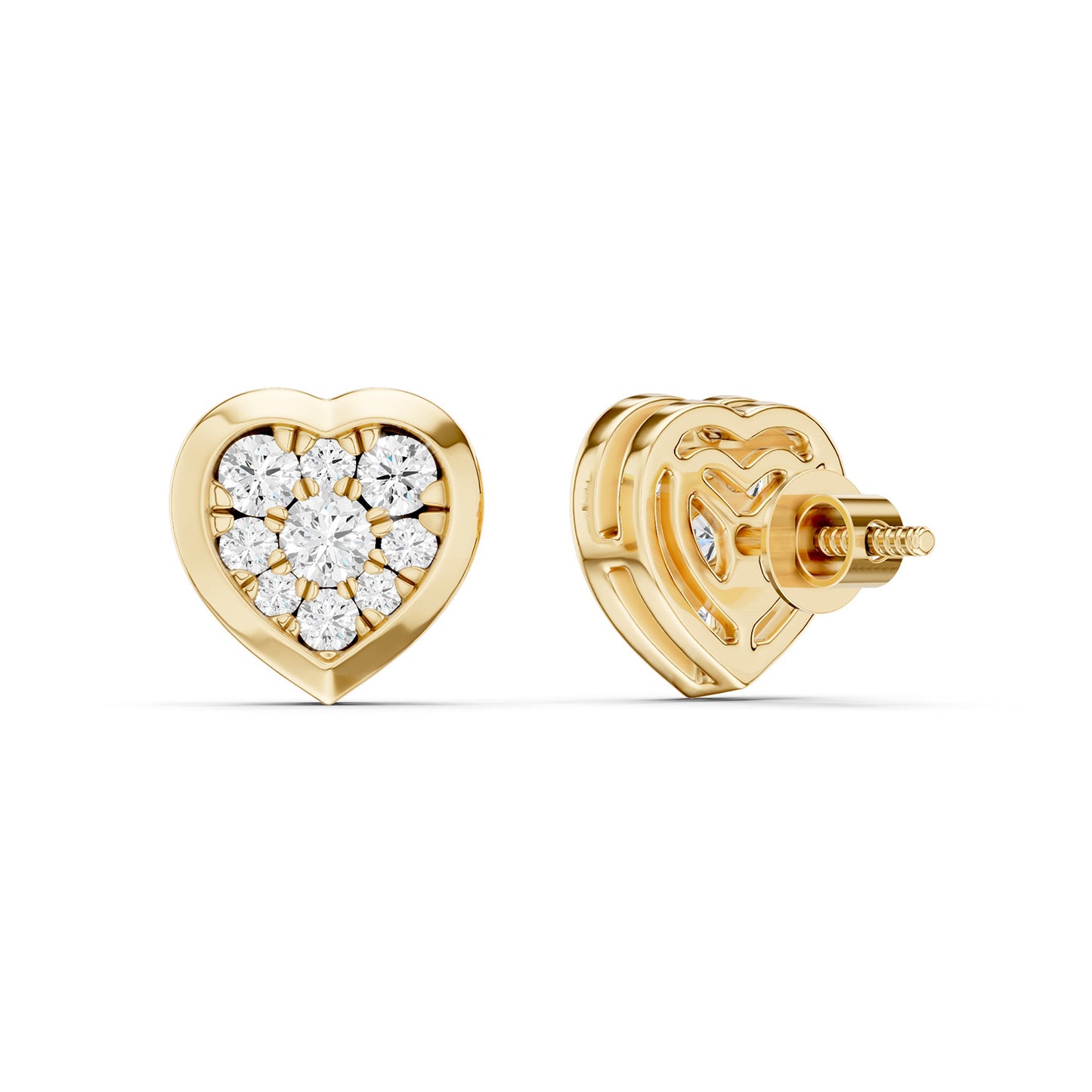Bezel-Set Heart Cluster Studs