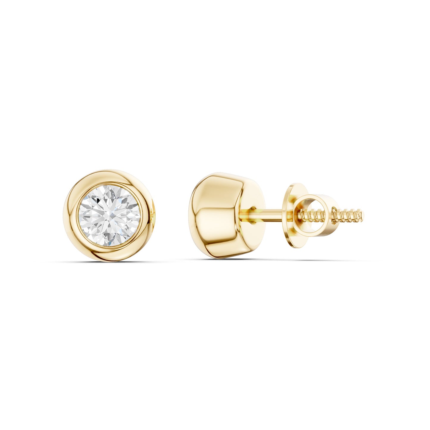 Faceted Thick Bezel Round Studs