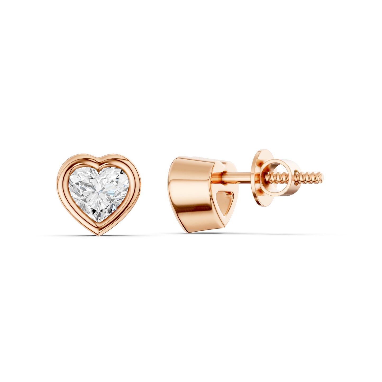 Faceted Bezel Heart Studs