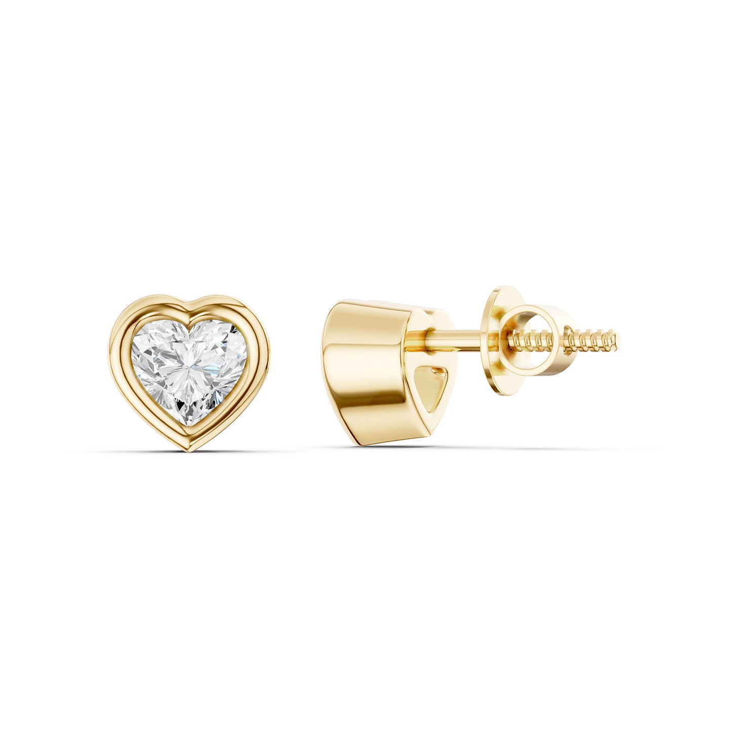 Faceted Bezel Heart Studs