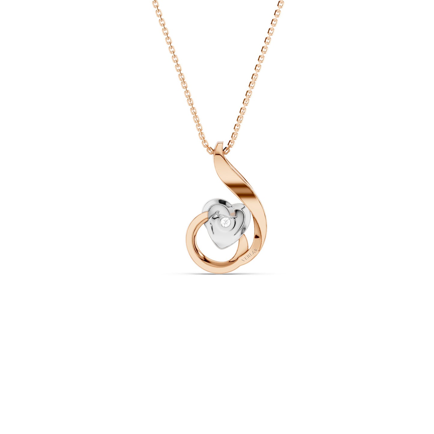 Dual-Tone Nestled Heart Pendant