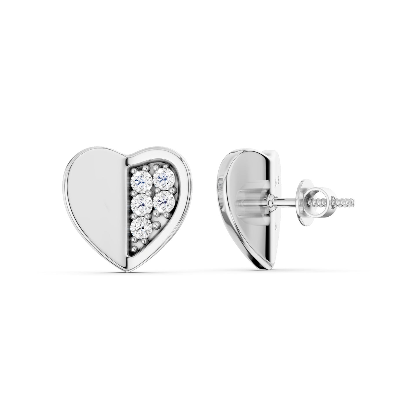 Petite Radiant And Solid Split Heart Studs