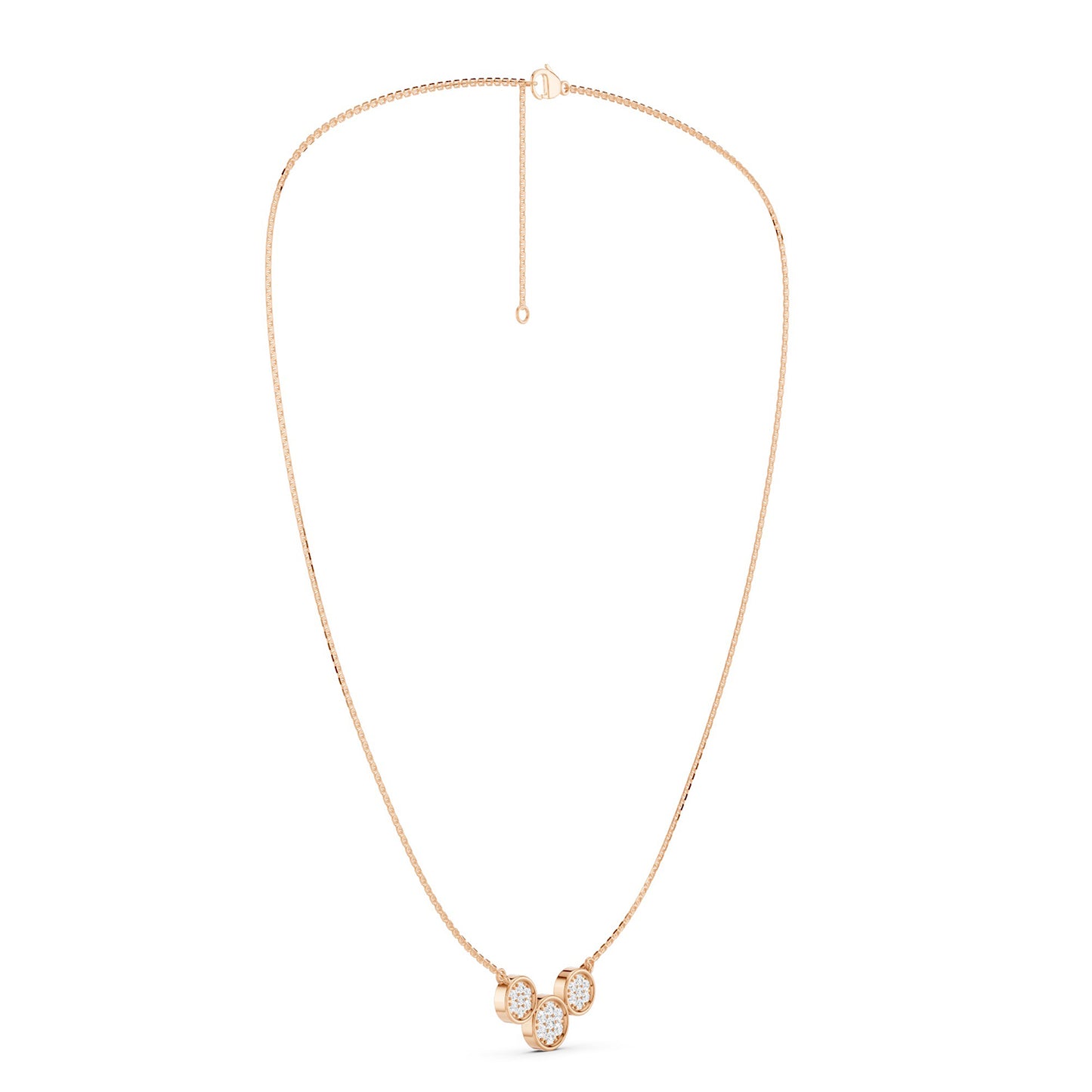 Radiant Trio Bezel Pendant Necklace