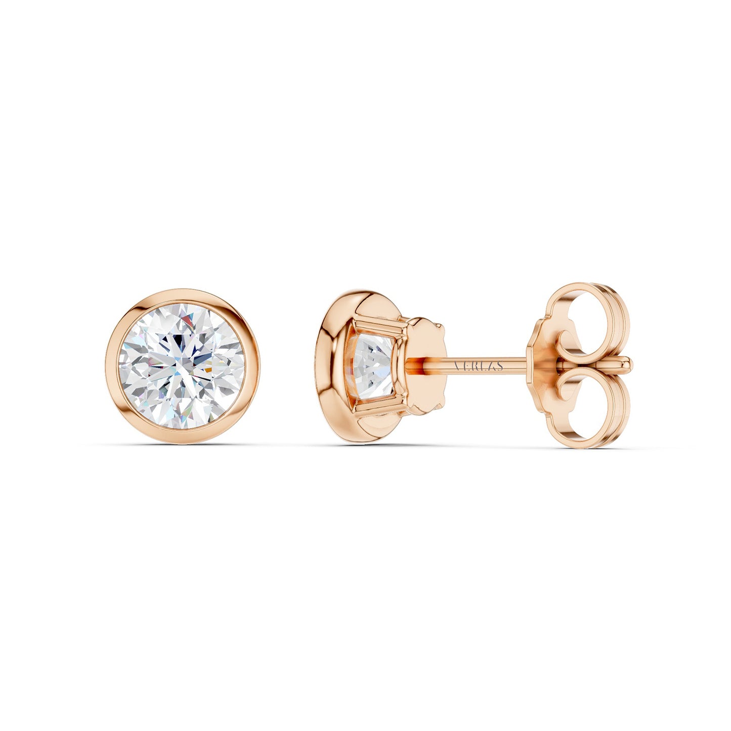 Round-Cut Solitaire Bezel-Set Studs