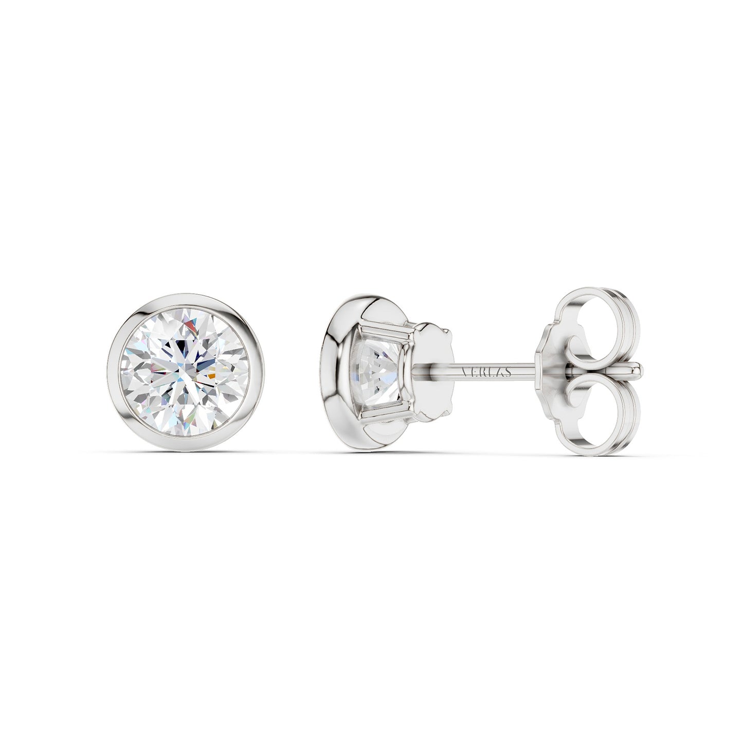 Round-Cut Solitaire Bezel-Set Studs