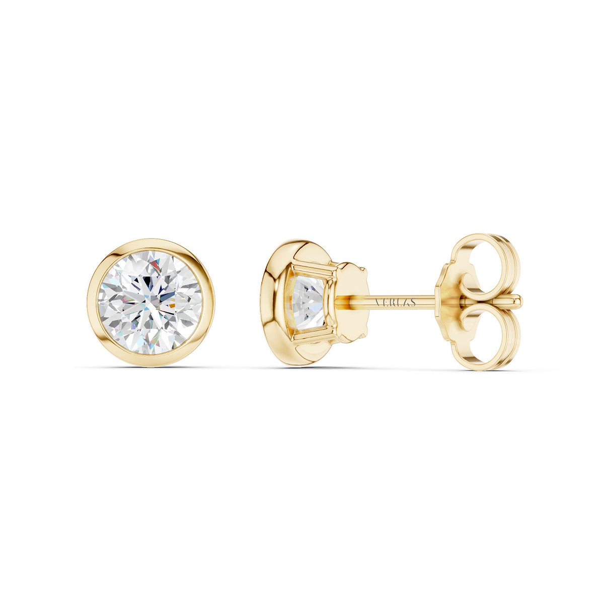 Round-Cut Solitaire Bezel-Set Studs