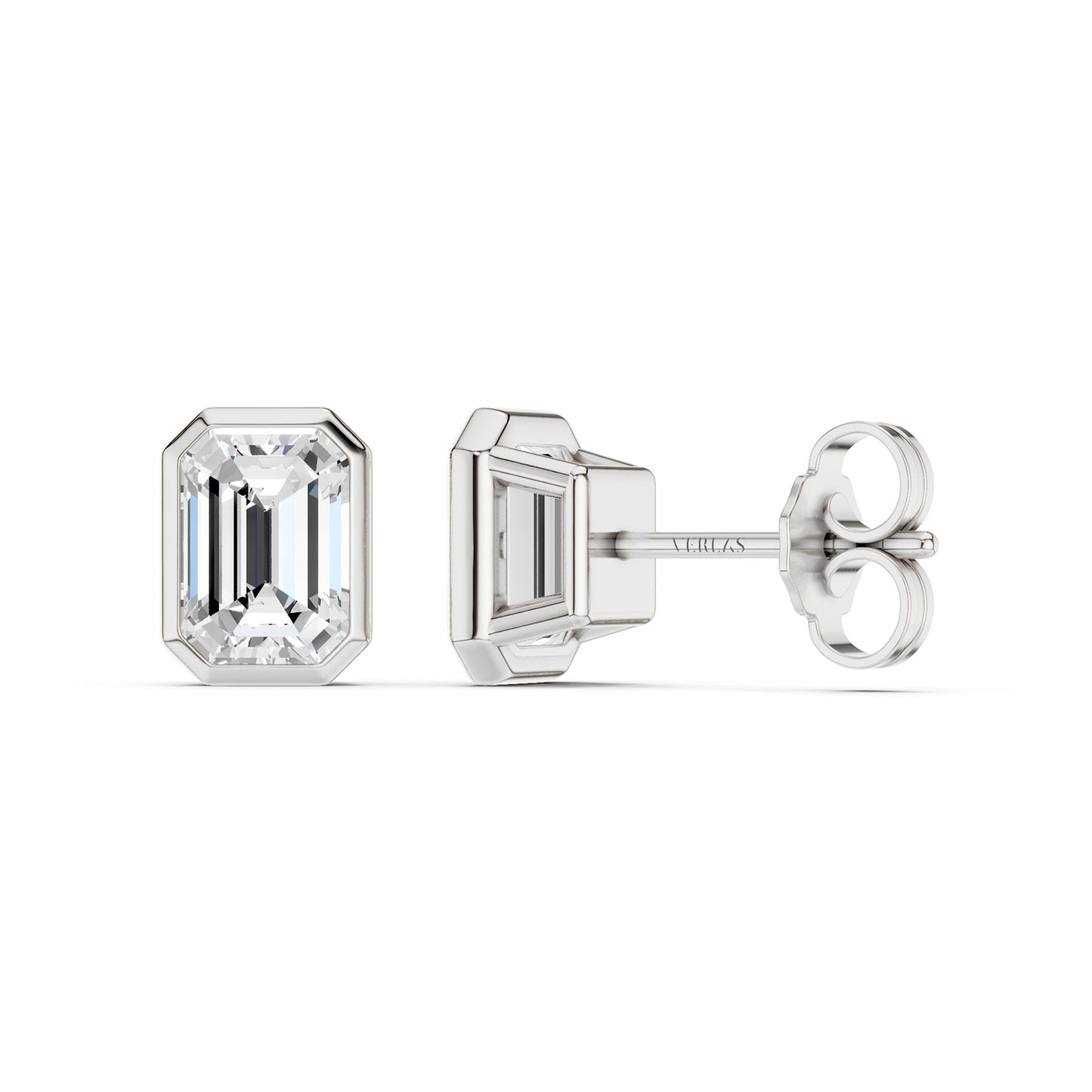 Emerald-Cut Bezel-Set Studs