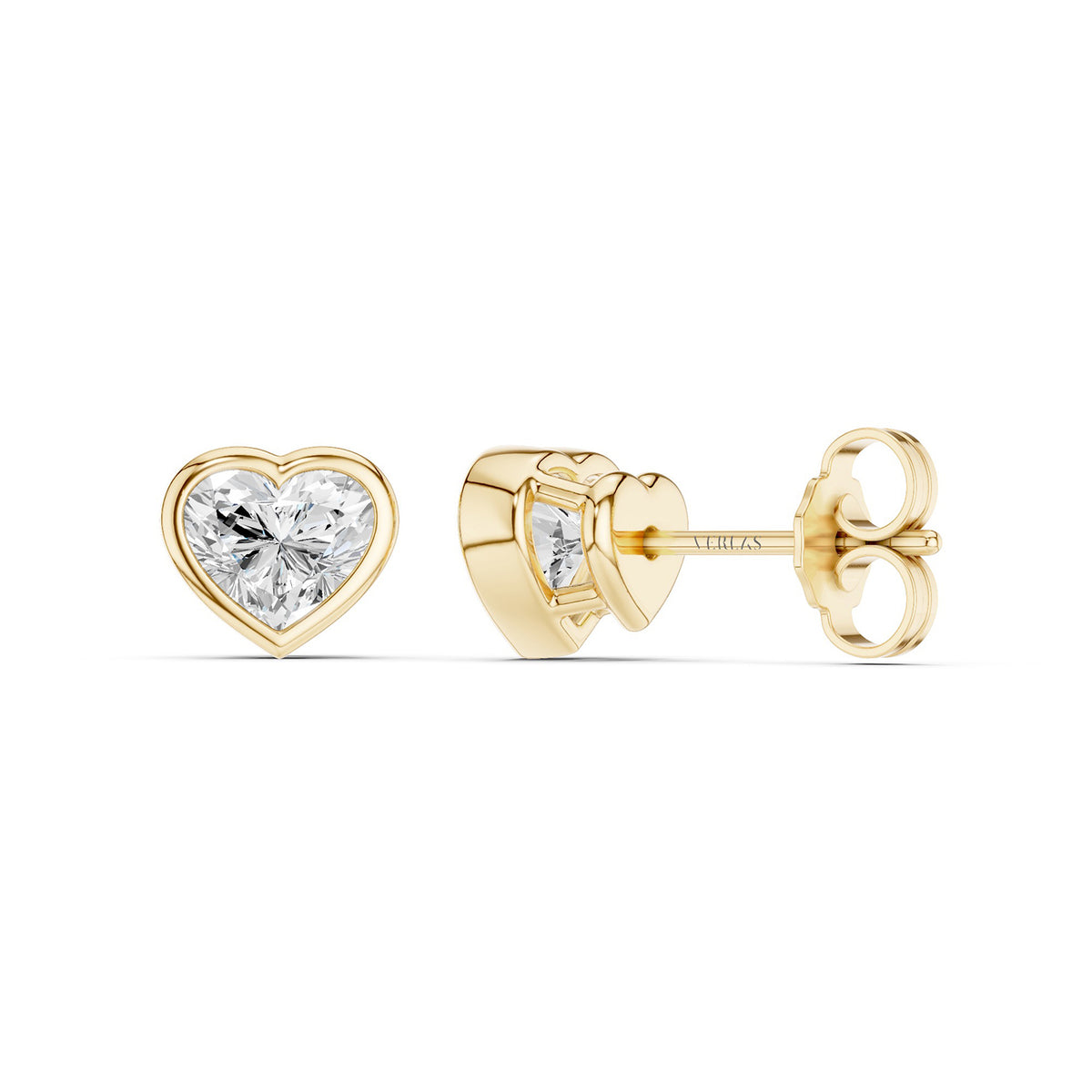 Heart-Cut Bezel-Set Studs Large