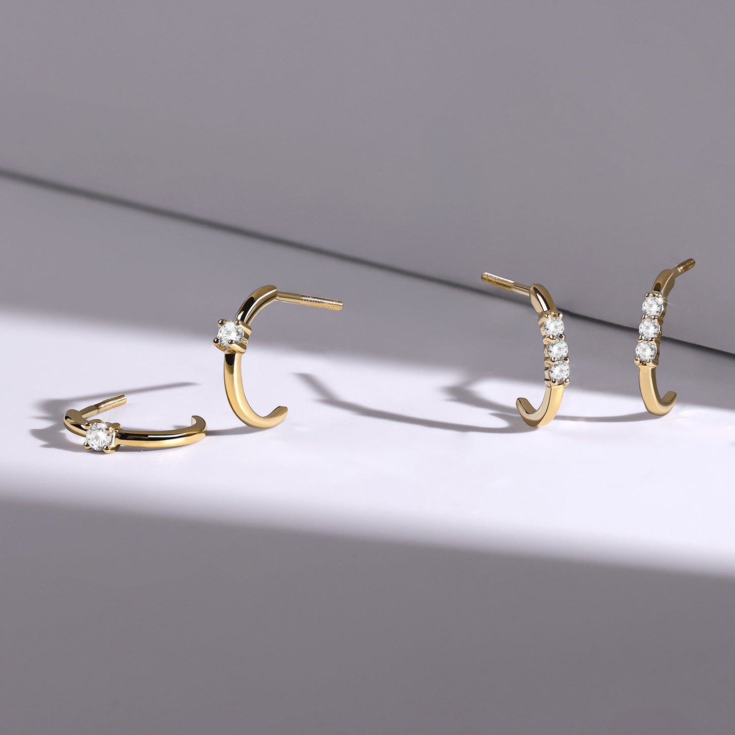 Solitaire Open-Hoop Earrings