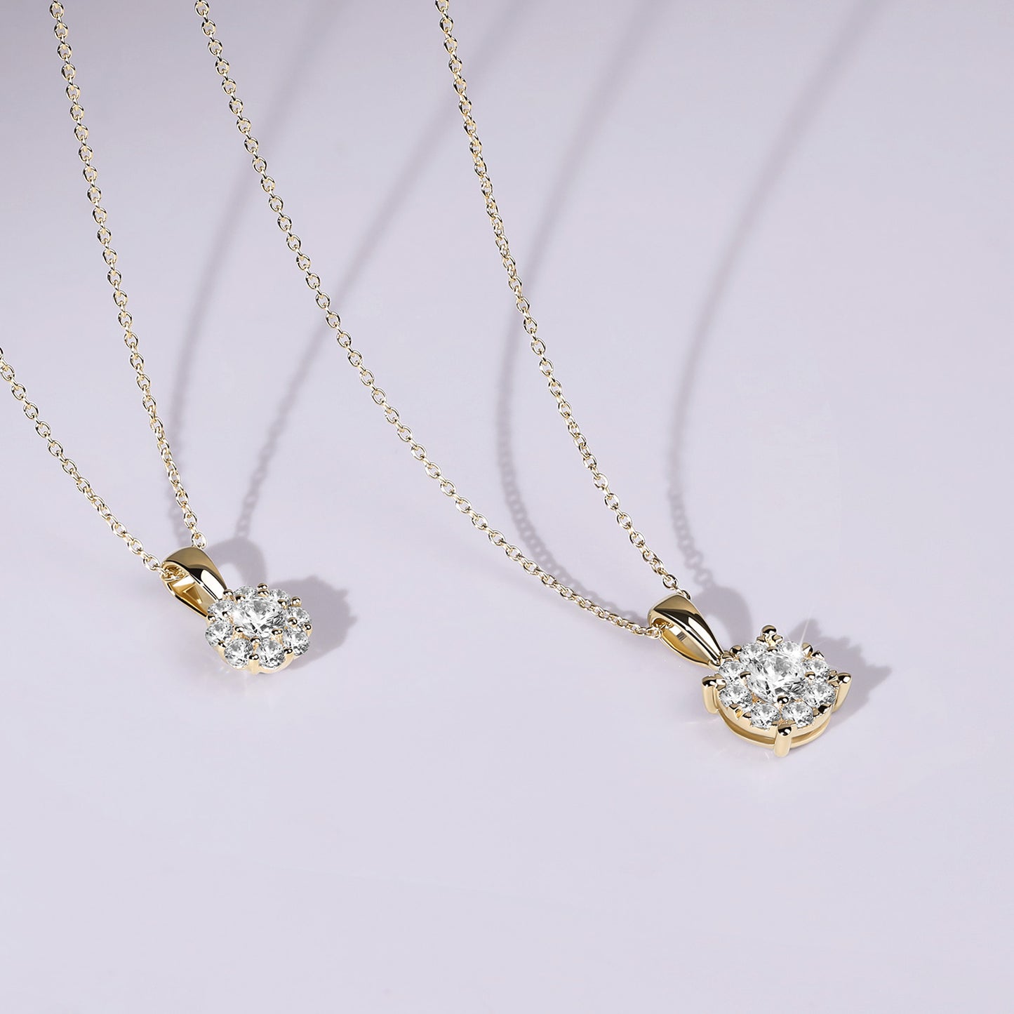 Round Cluster Double Prong Pendant