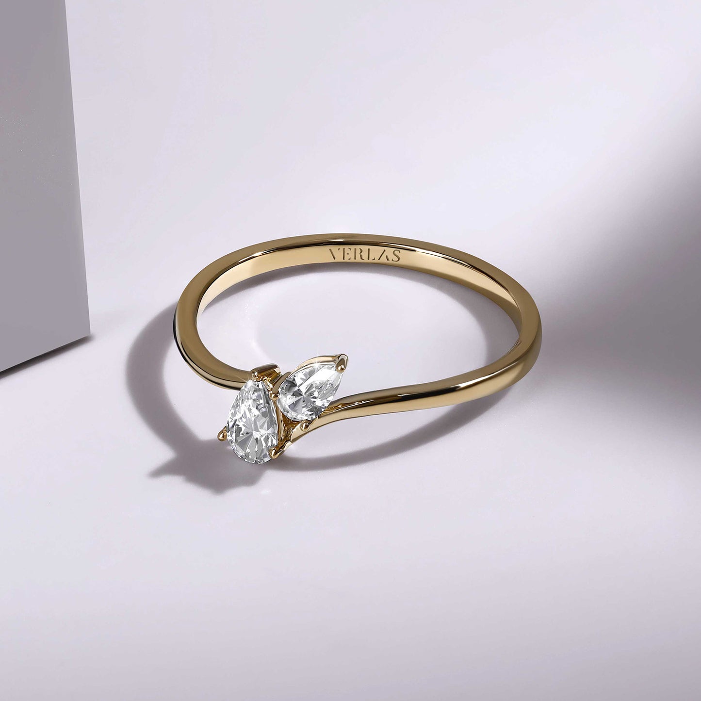 Curved Shank Duo Pear Ring