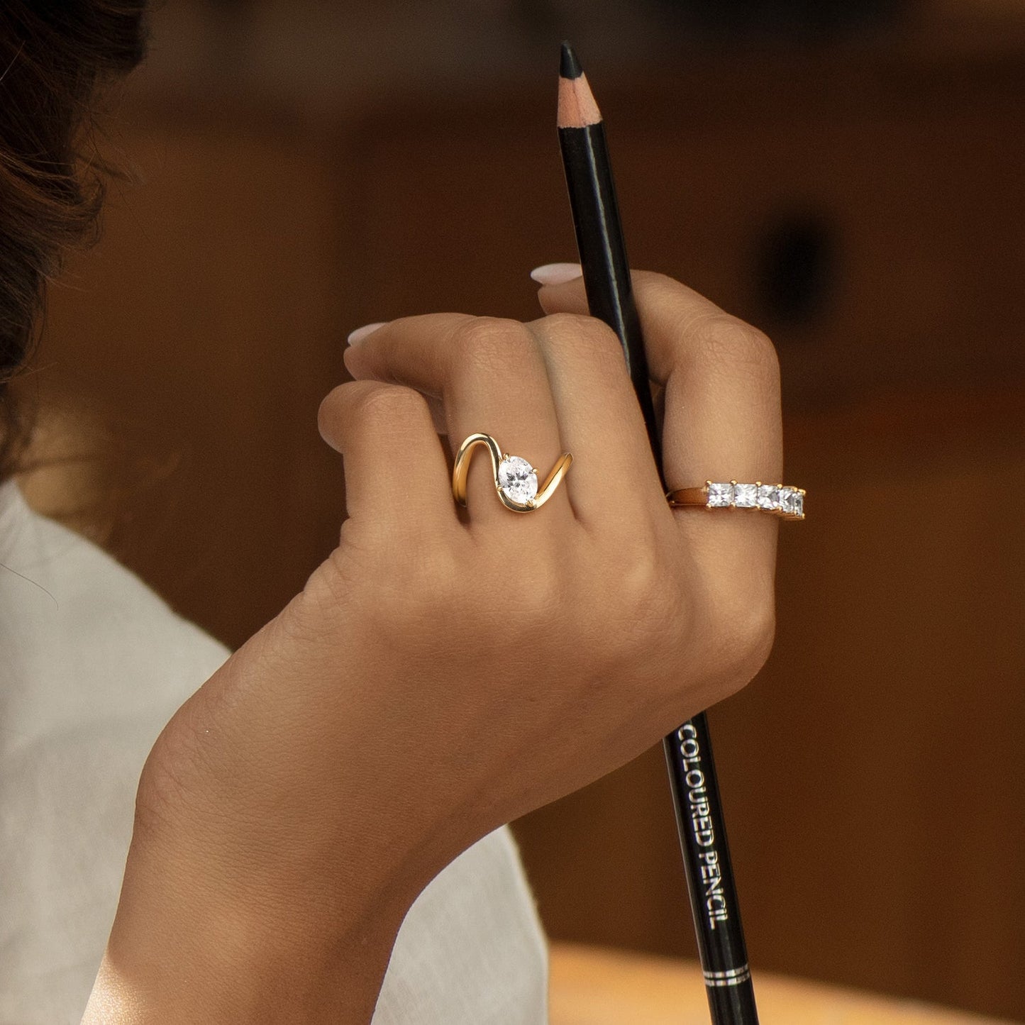 Curved Shank Oval-Cut Ring
