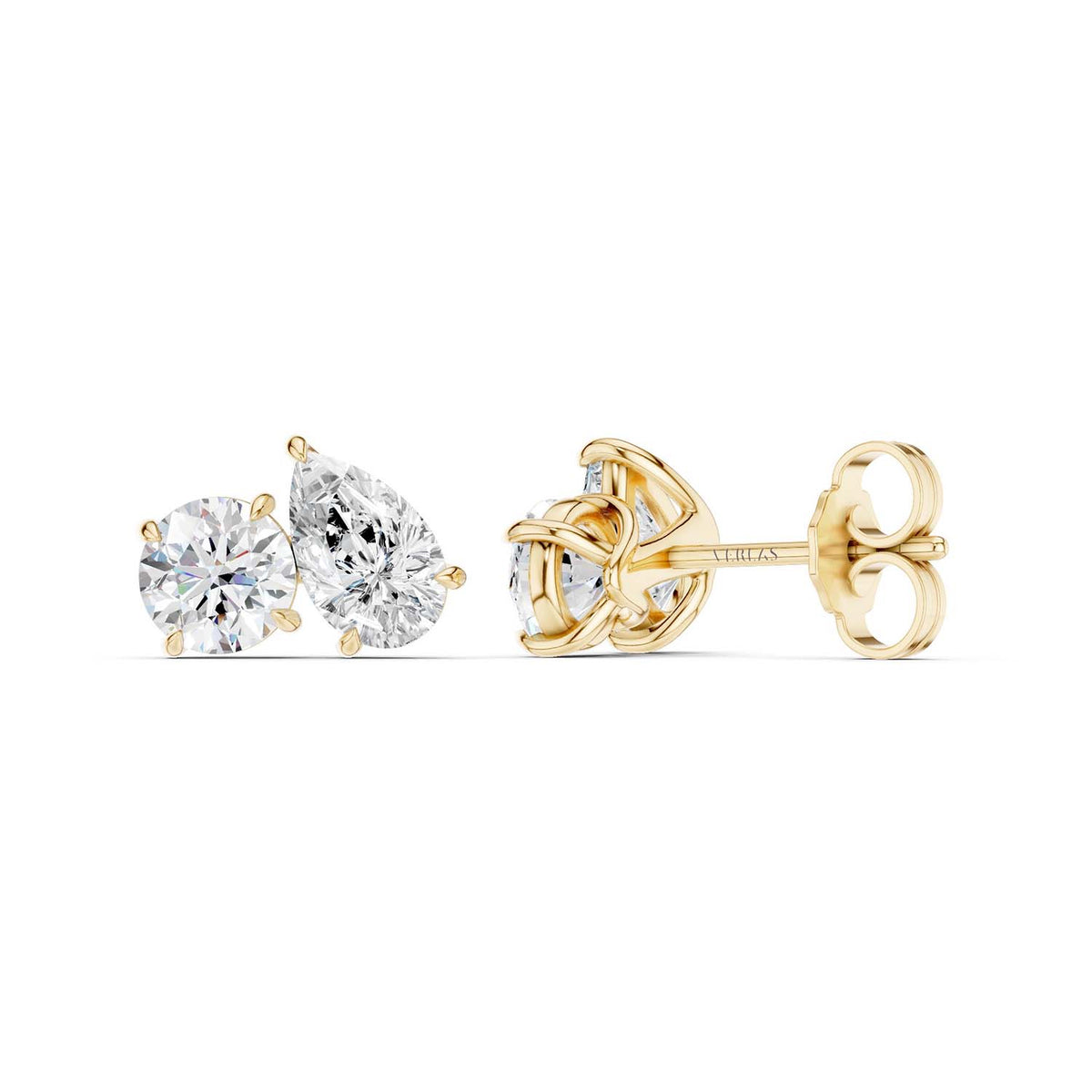 Round Pear Toi-et-Moi Studs