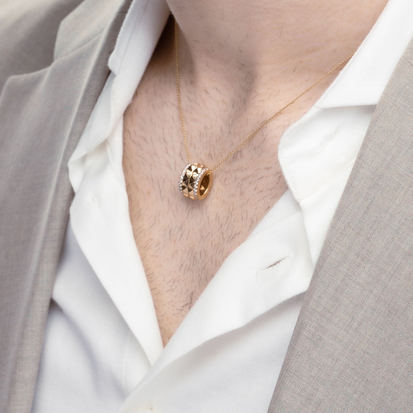 Two-Tier Pyramid Diamond Pendant Necklace