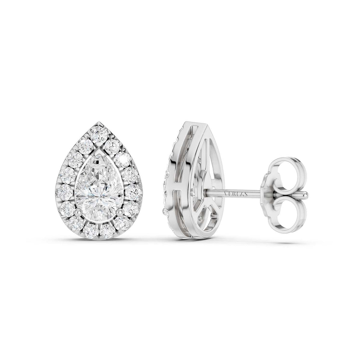 Pear-Cut Halo Studs