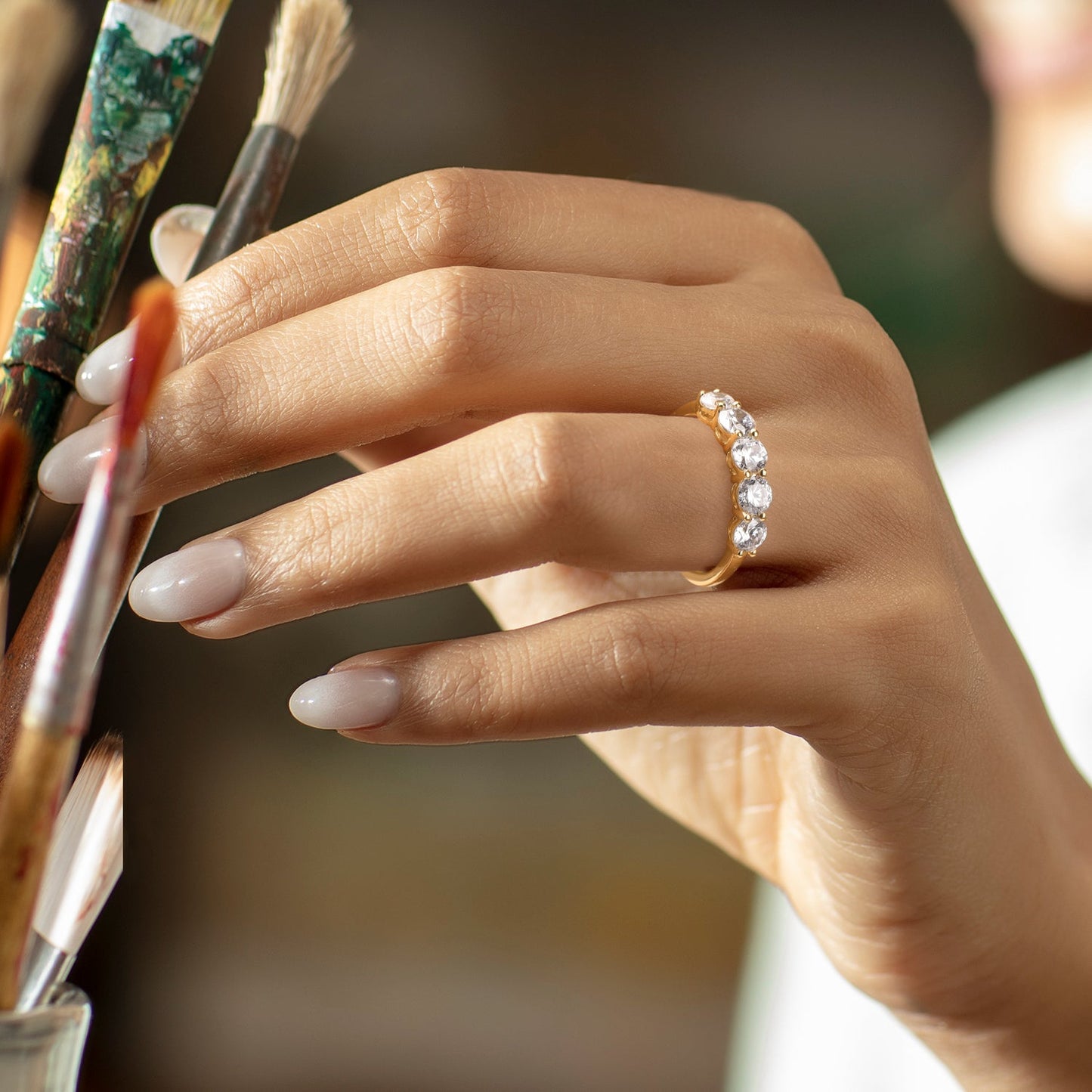 5-Stone Round Ring Large