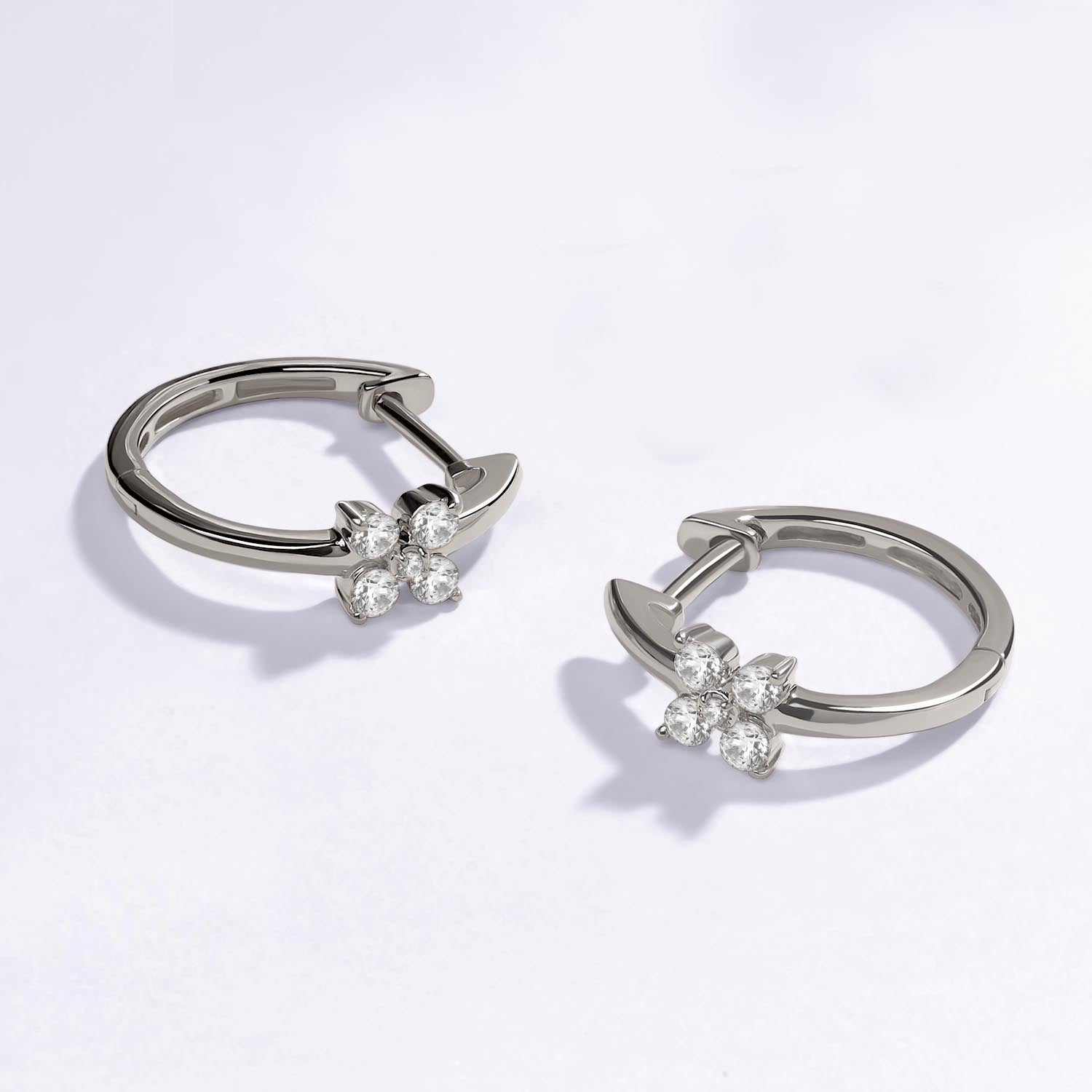 Alyssa Empowered Floral Diamond Hoops