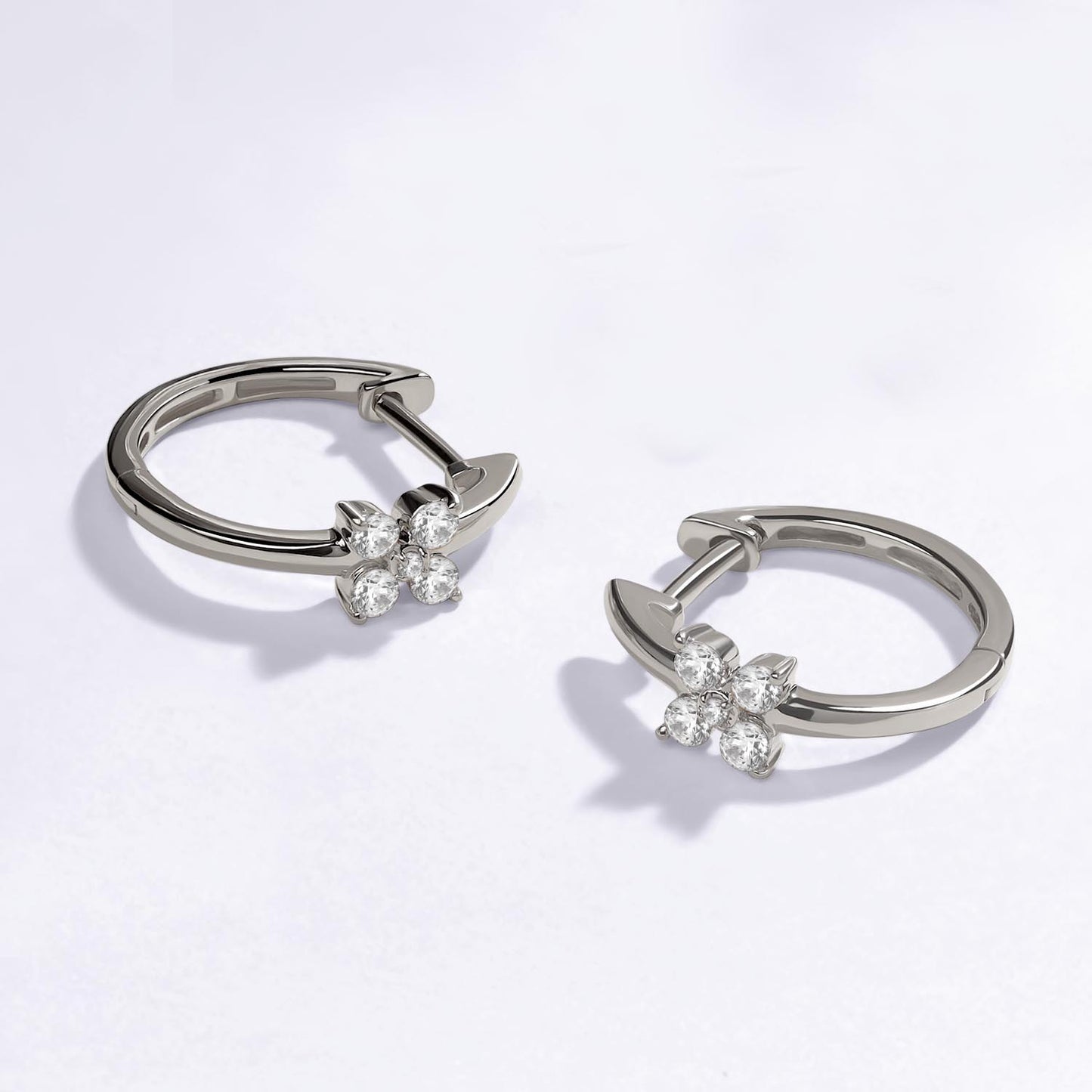 Alyssa Empowered Floral Diamond Hoops