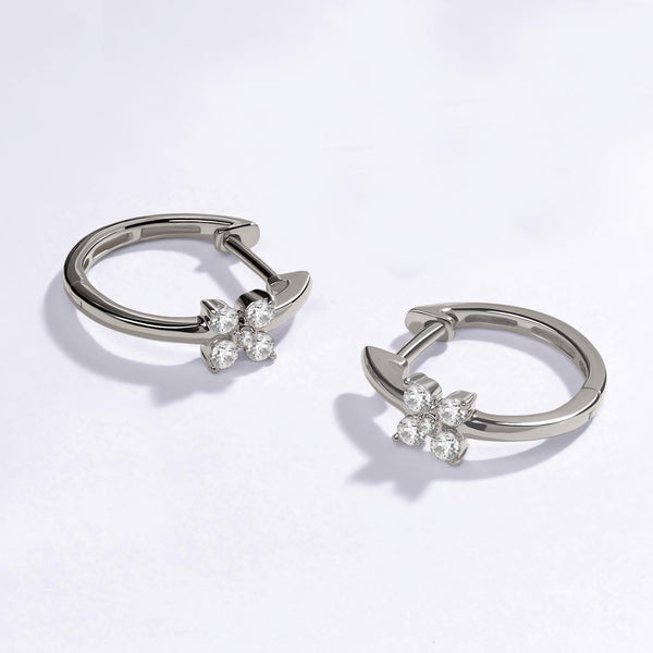 Alyssa Empowered Floral Diamond Hoops