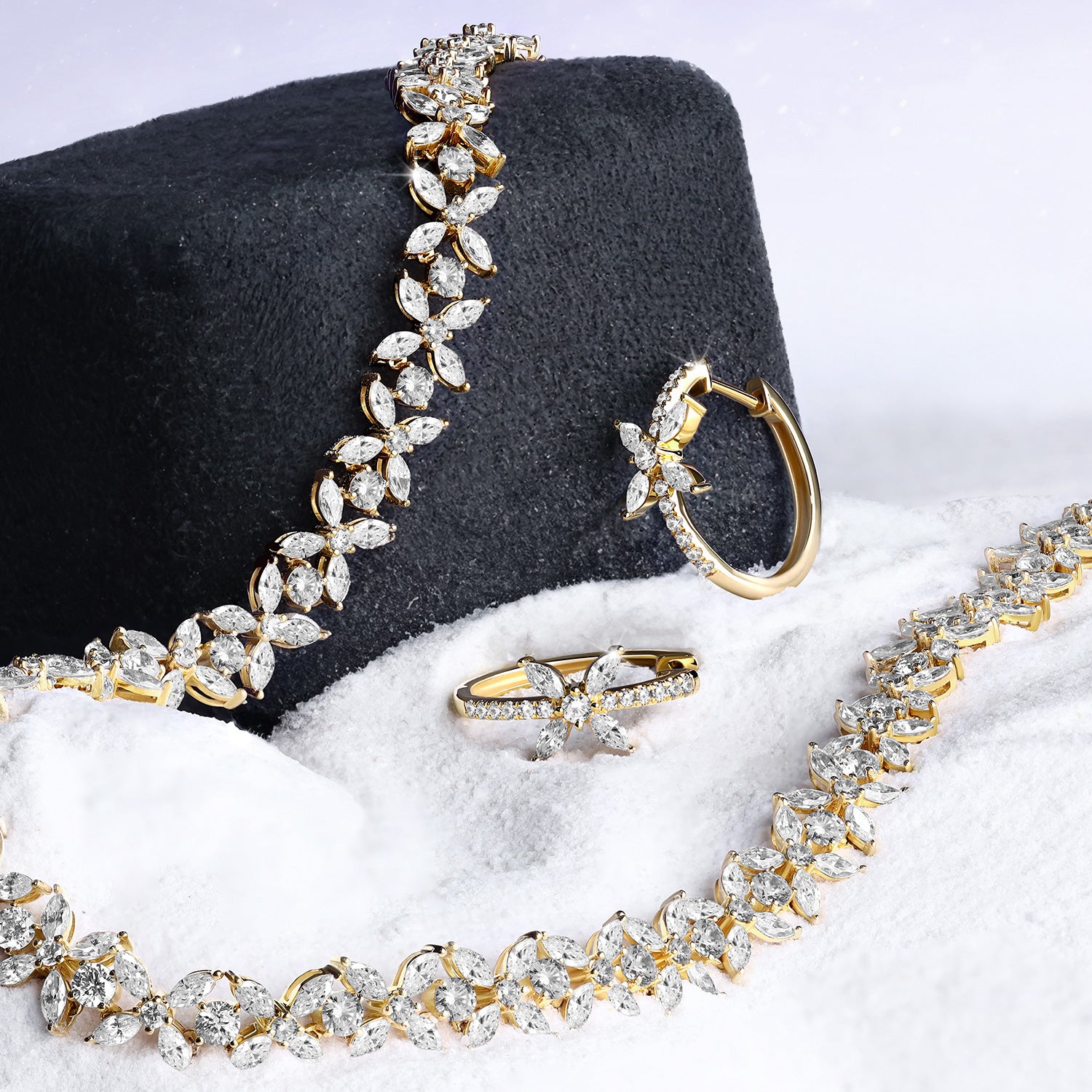 Alyssa Empowered Marquise Diamond Hoops