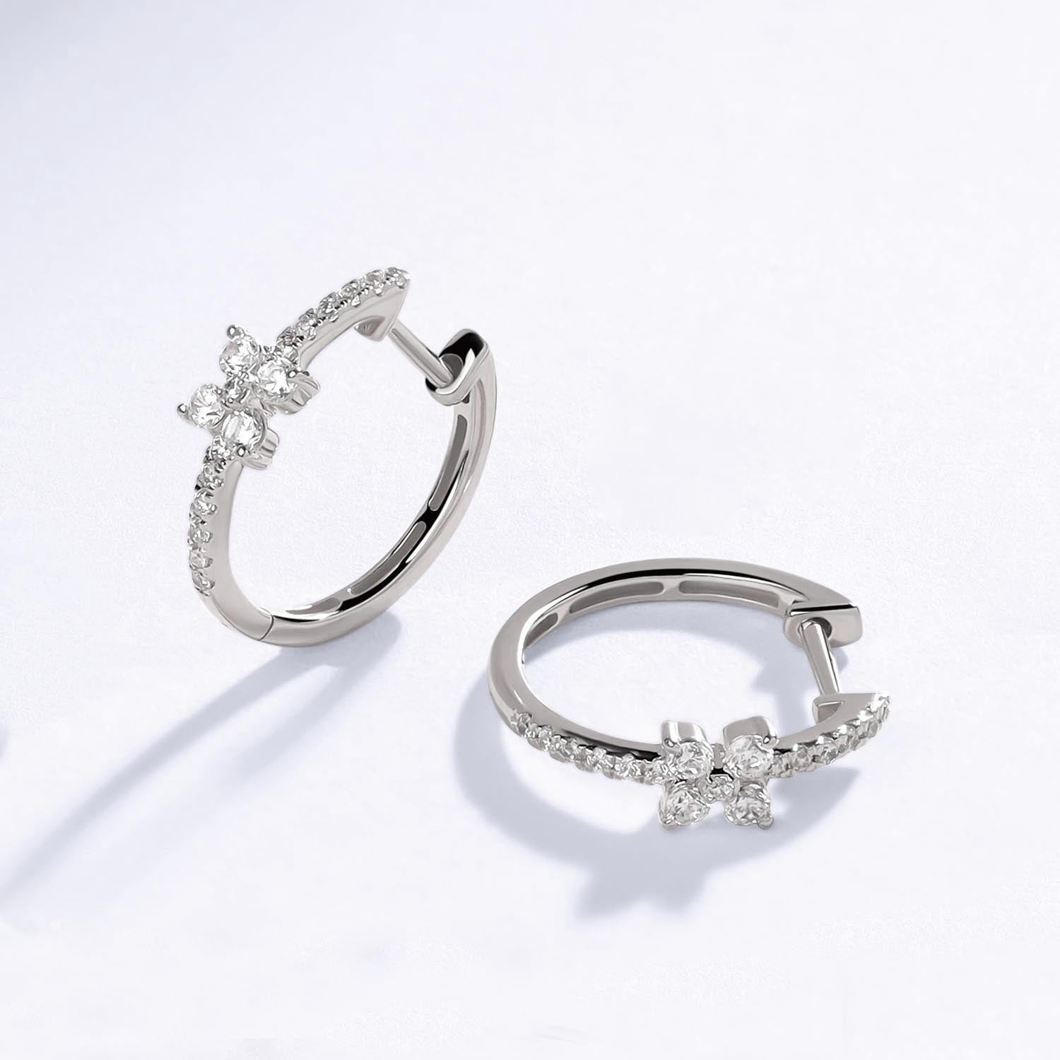 Alyssa Floral Statement Diamond Hoops