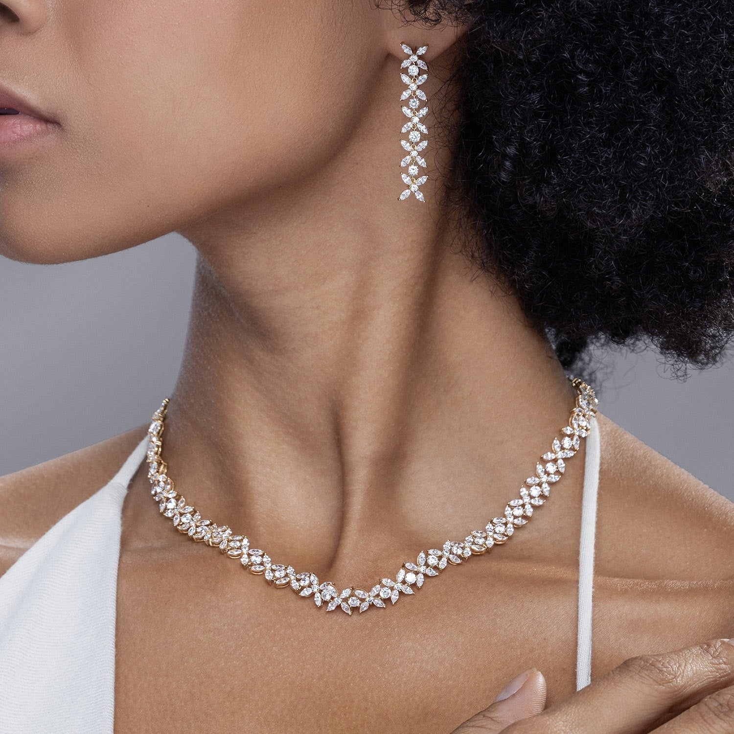 Alyssa Marquise Bouquet Tennis Necklace