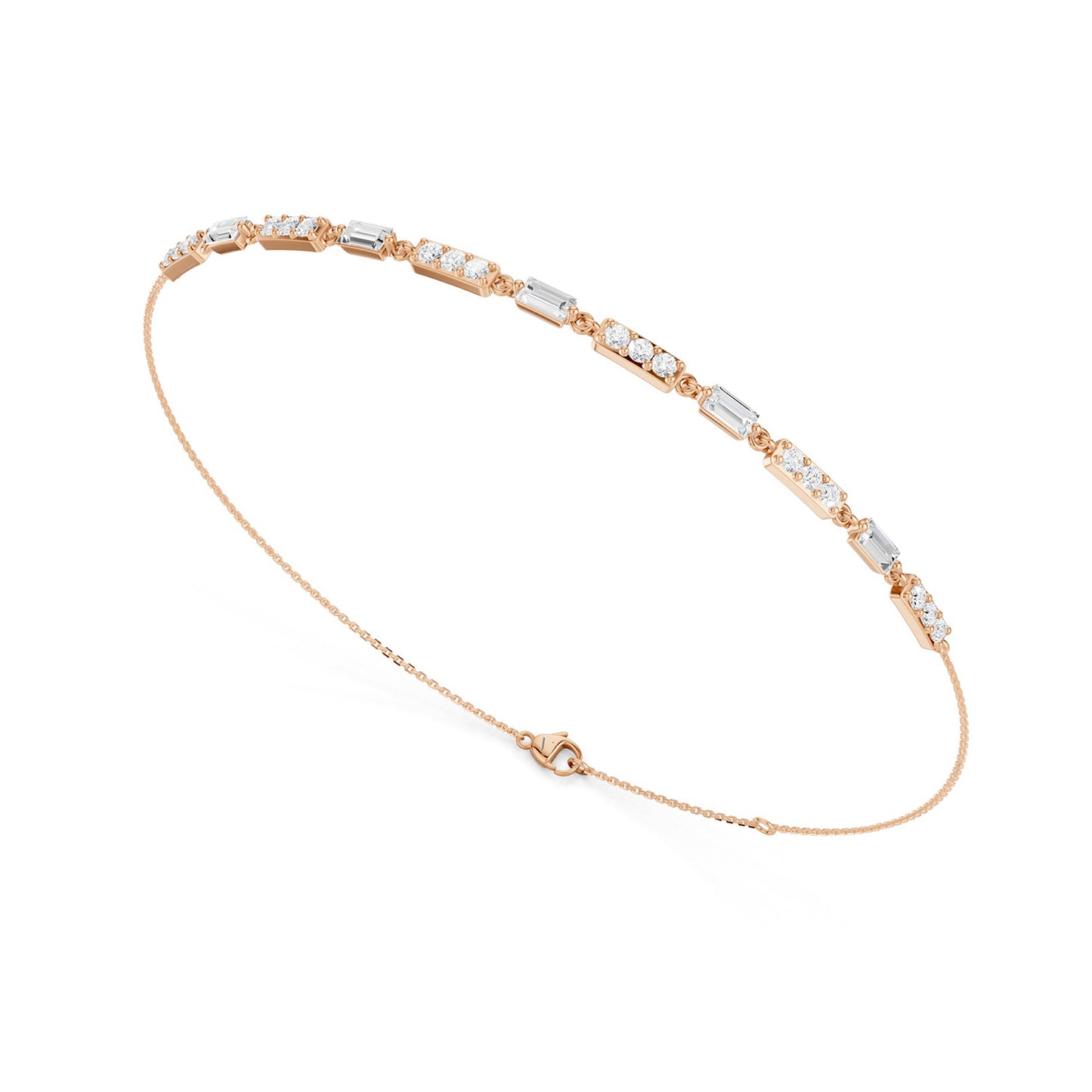 Emerald Link & Diamond Bar Bracelet