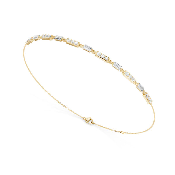 Emerald Link & Diamond Bar Bracelet