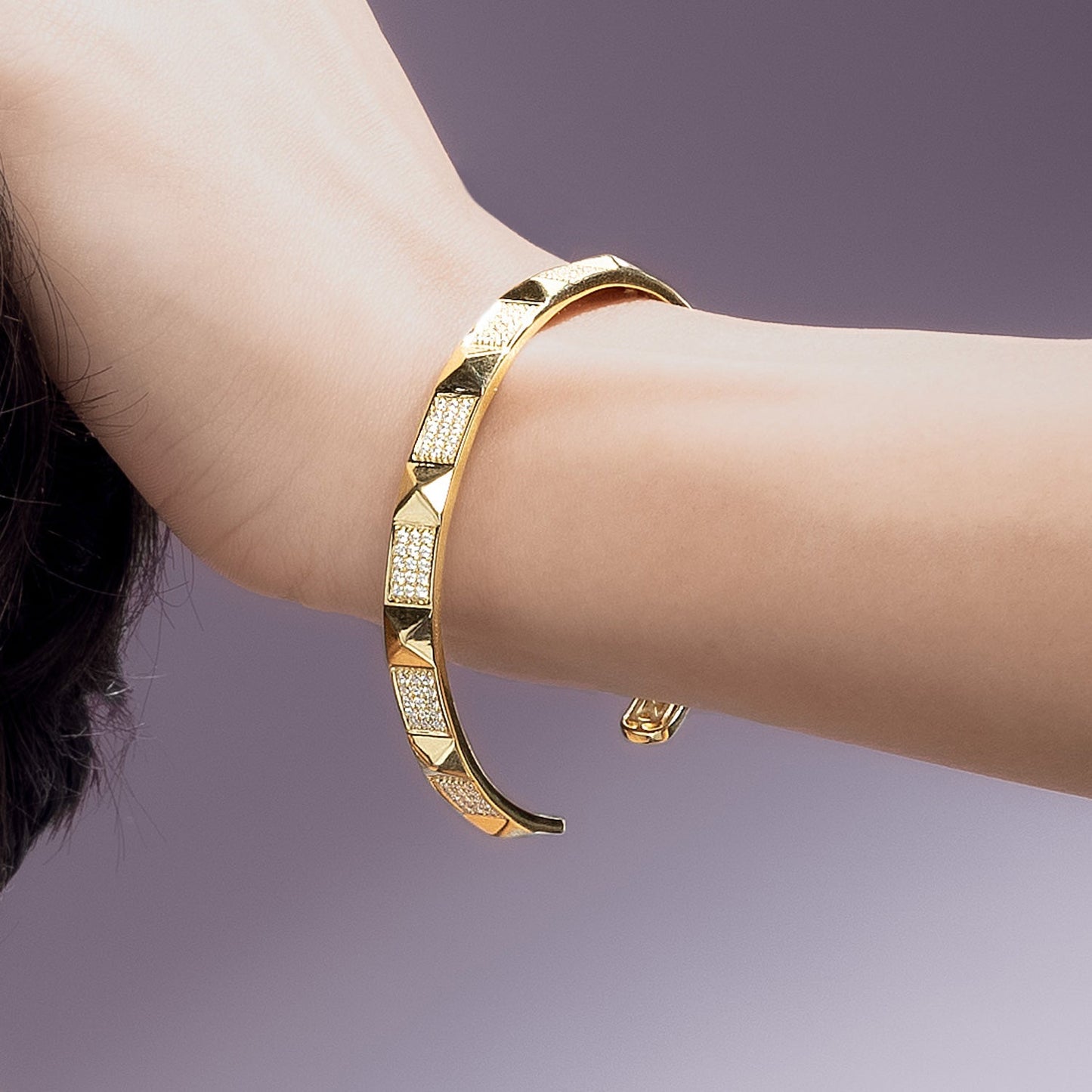 Zenyth Pyramid 3-Rows Cuff Bracelet