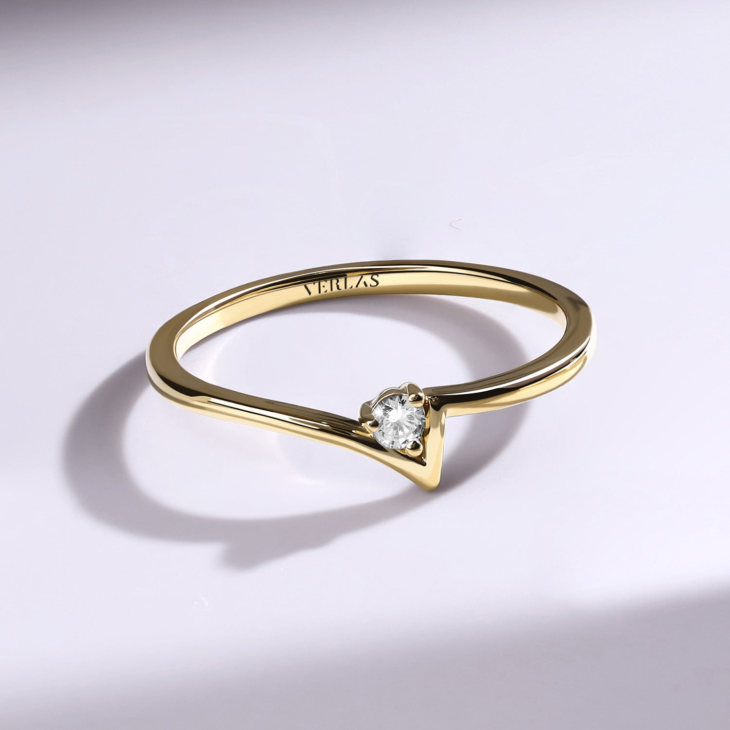 Chevron Solitaire Ring