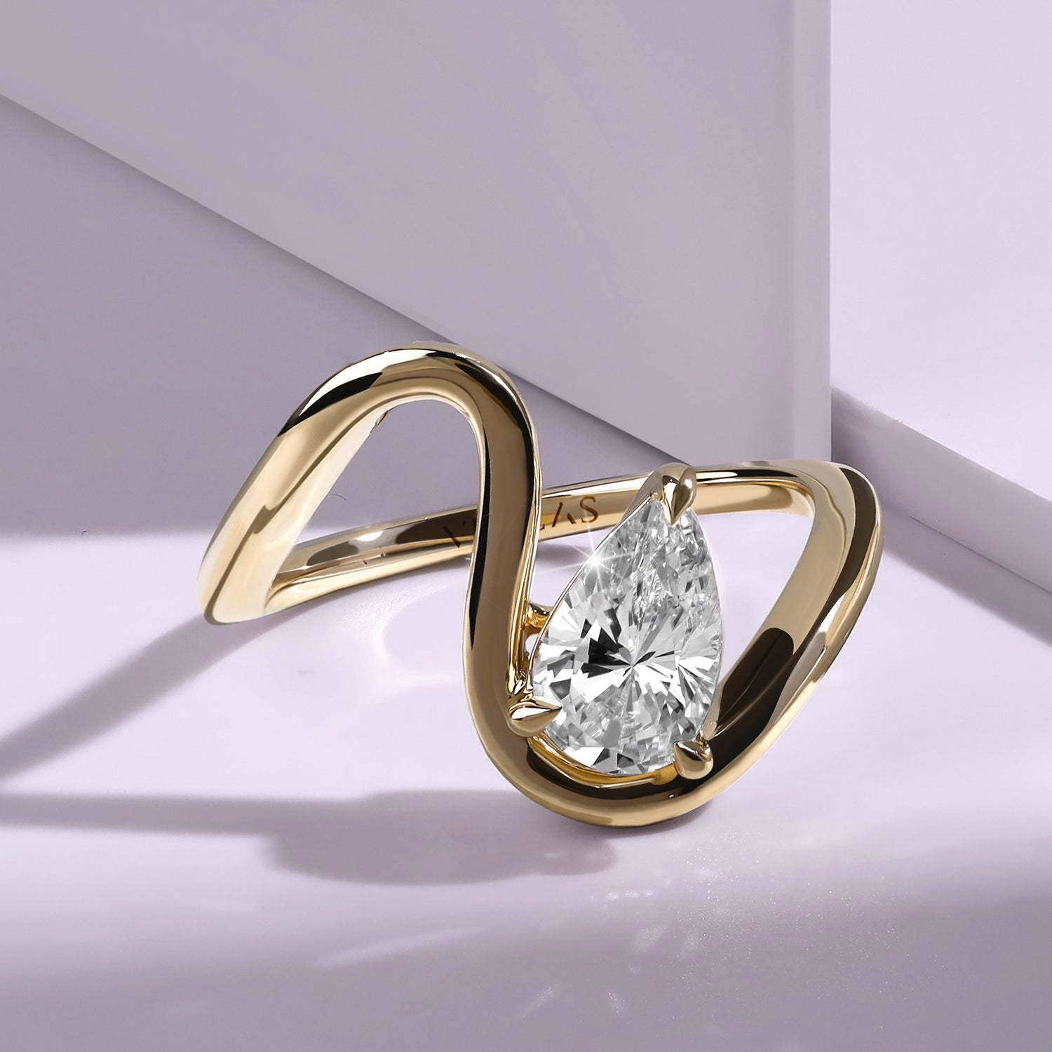 Curved Shank Pear-Cut Ring