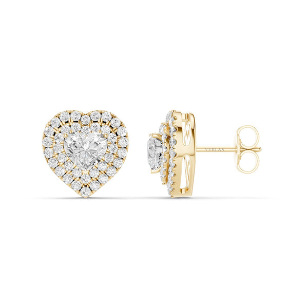 Luxe Heart-Cut Double Halo Studs