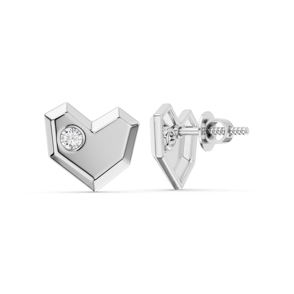 Faceted Heart Studs