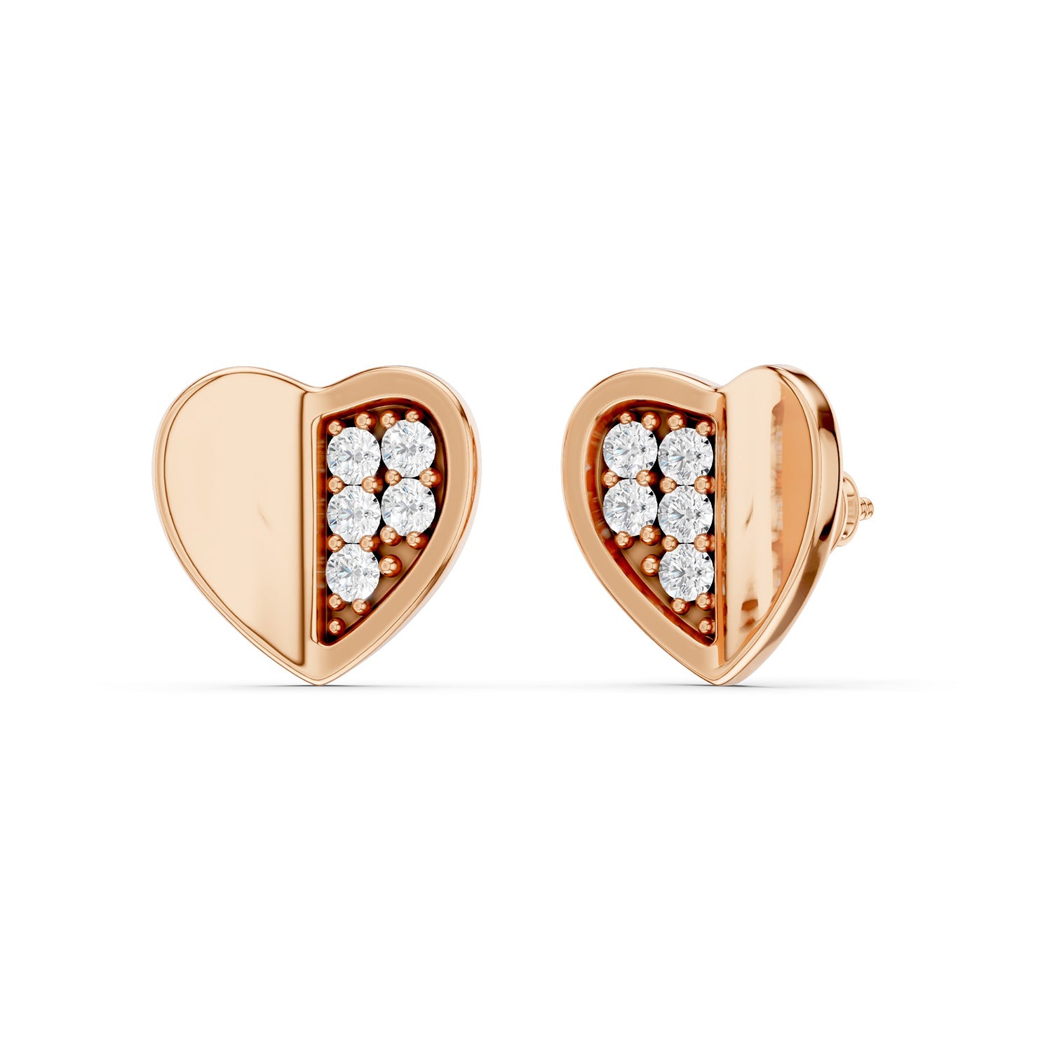Petite Radiant And Solid Split Heart Studs