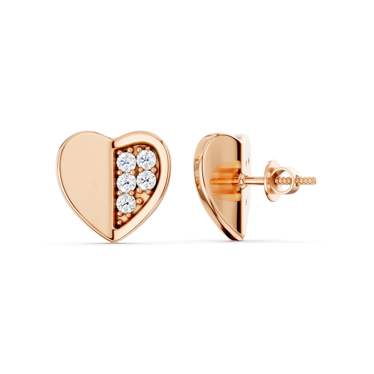Petite Radiant And Solid Split Heart Studs