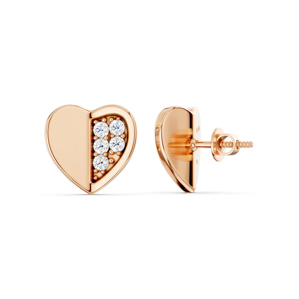 Petite Radiant And Solid Split Heart Studs