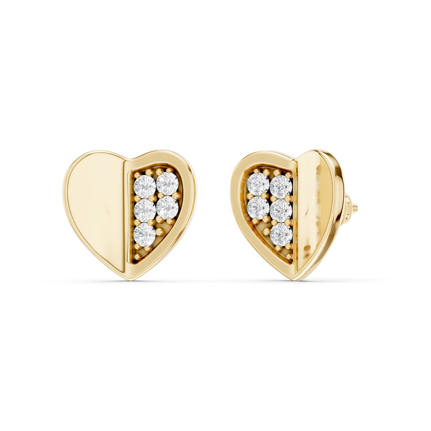 Petite Radiant And Solid Split Heart Studs