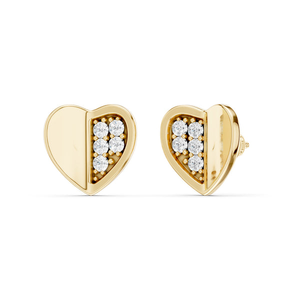 Petite Radiant And Solid Split Heart Studs