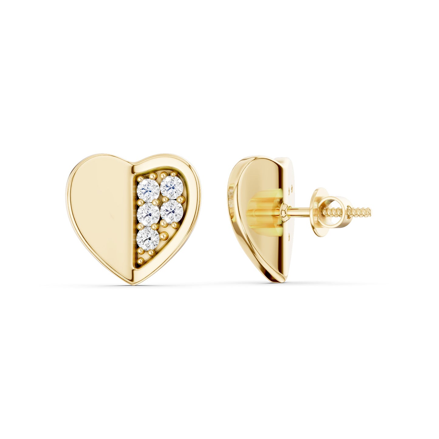 Petite Radiant And Solid Split Heart Studs