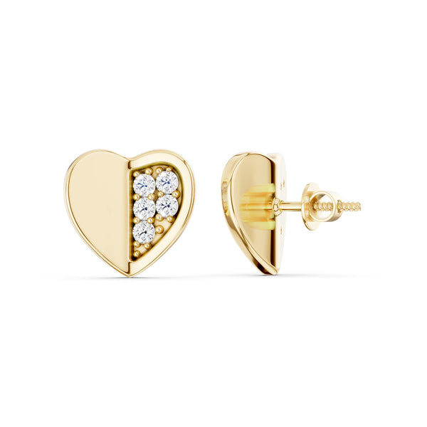 Petite Radiant And Solid Split Heart Studs