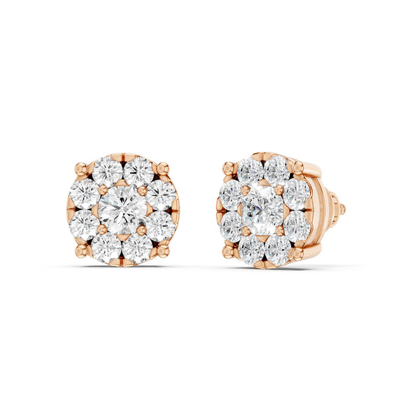 Round Cluster Double Prong Studs