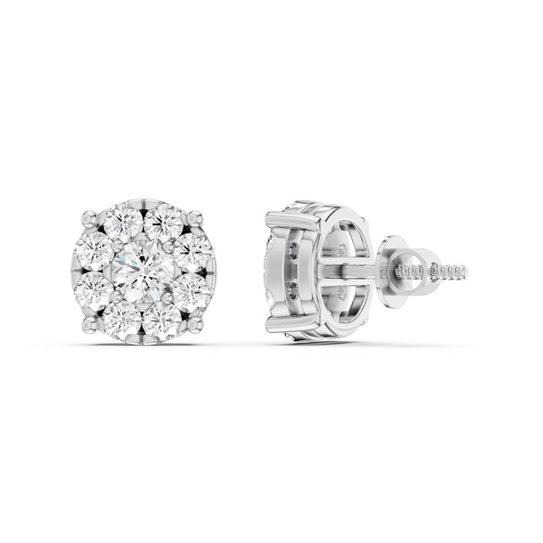Round Cluster Double Prong Studs