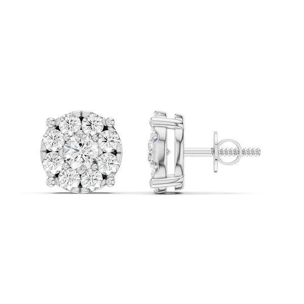 Round Cluster Double Prong Studs