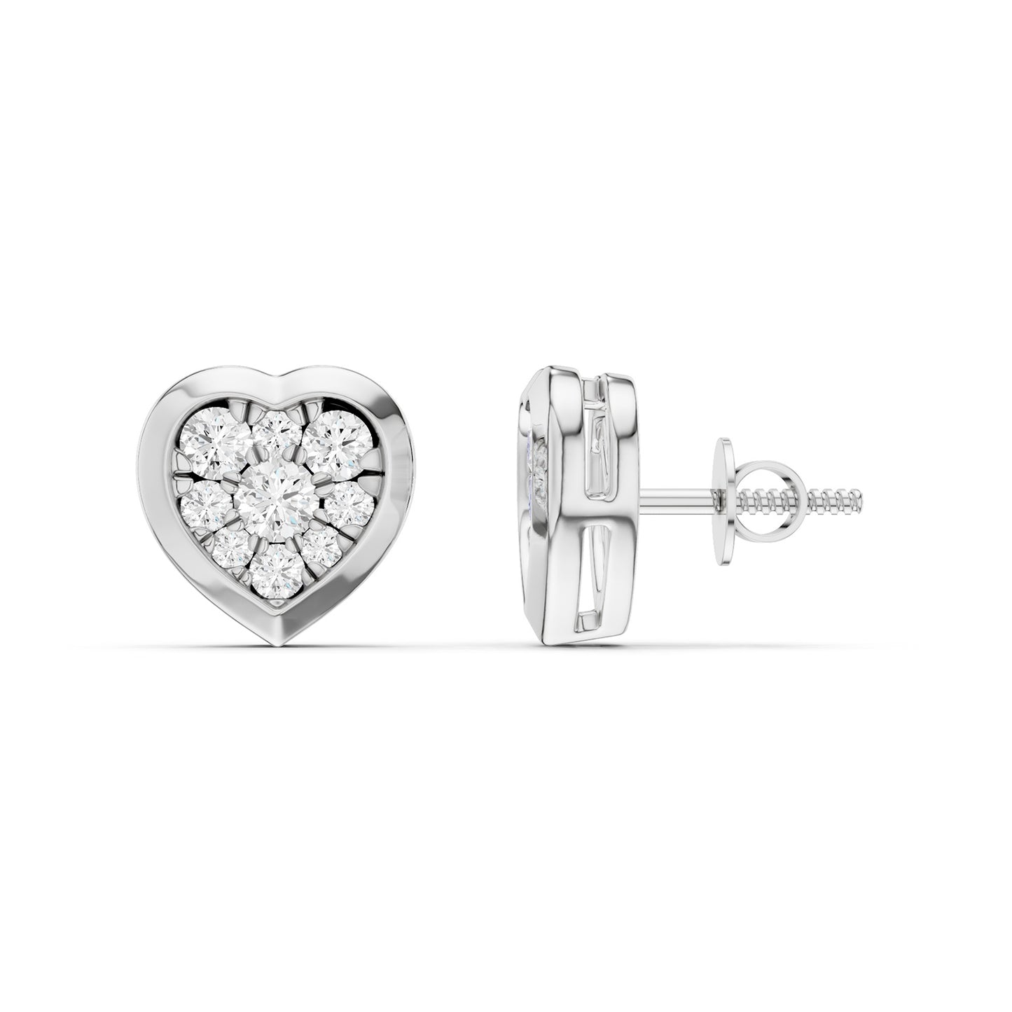 Bezel-Set Heart Cluster Studs