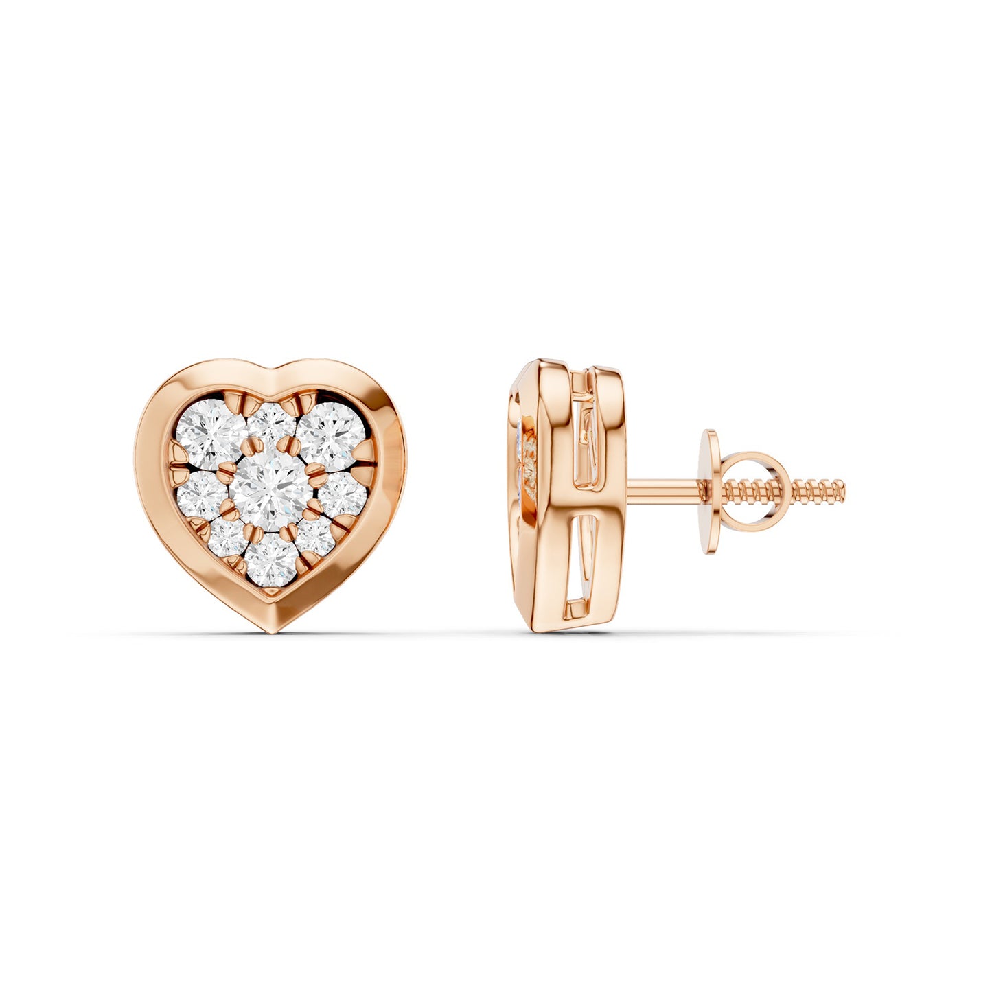 Bezel-Set Heart Cluster Studs