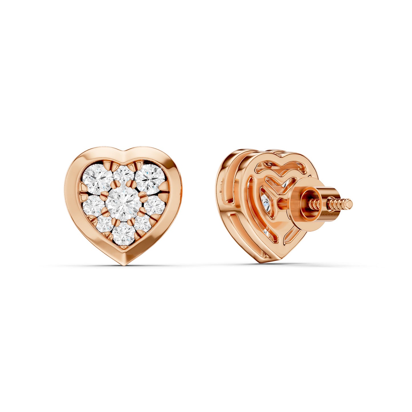 Bezel-Set Heart Cluster Studs