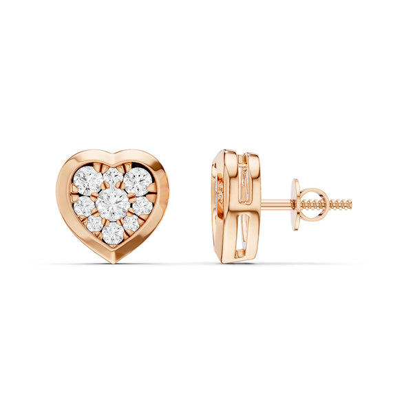 Bezel-Set Heart Cluster Studs